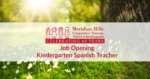Job Opening Kindergarten Spanish Teacher